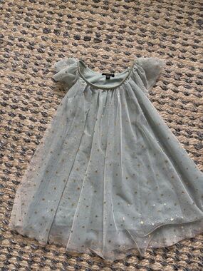 Sage Green Tulle Dress with Gold Star Details